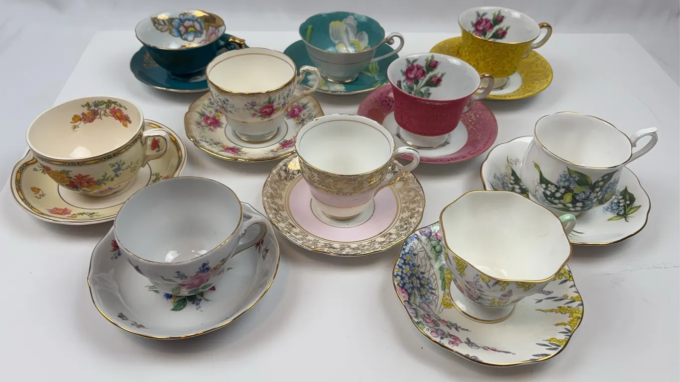 Vintage Mixed Bone China Teacup & Saucer