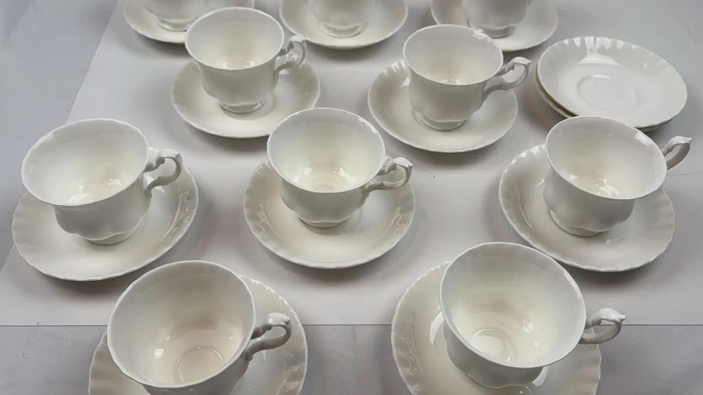 Vintage White Porcelain Teacup & Saucer Set