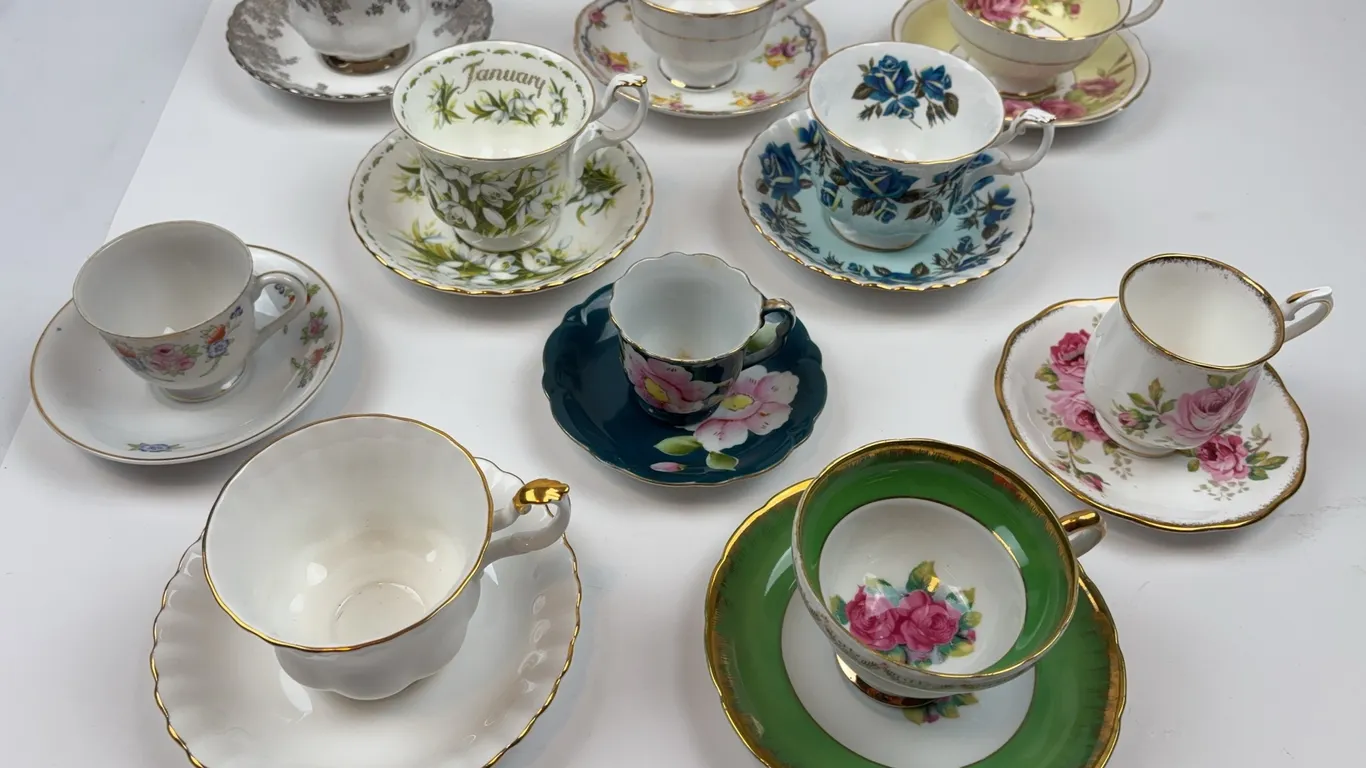 Vintage Assorted Bone China Teacup & Saucer