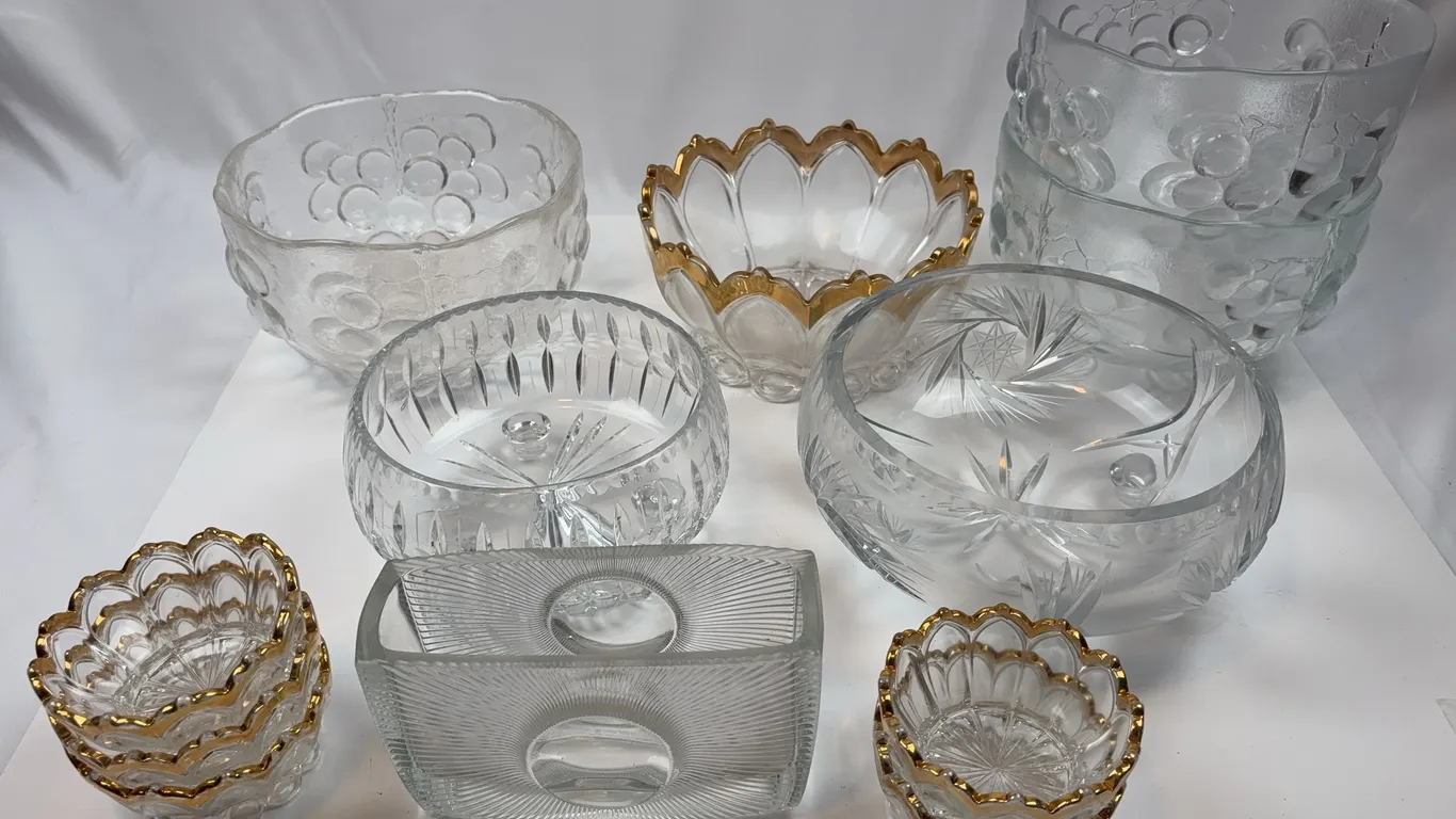 Vintage Glass Serving & Decor Lot