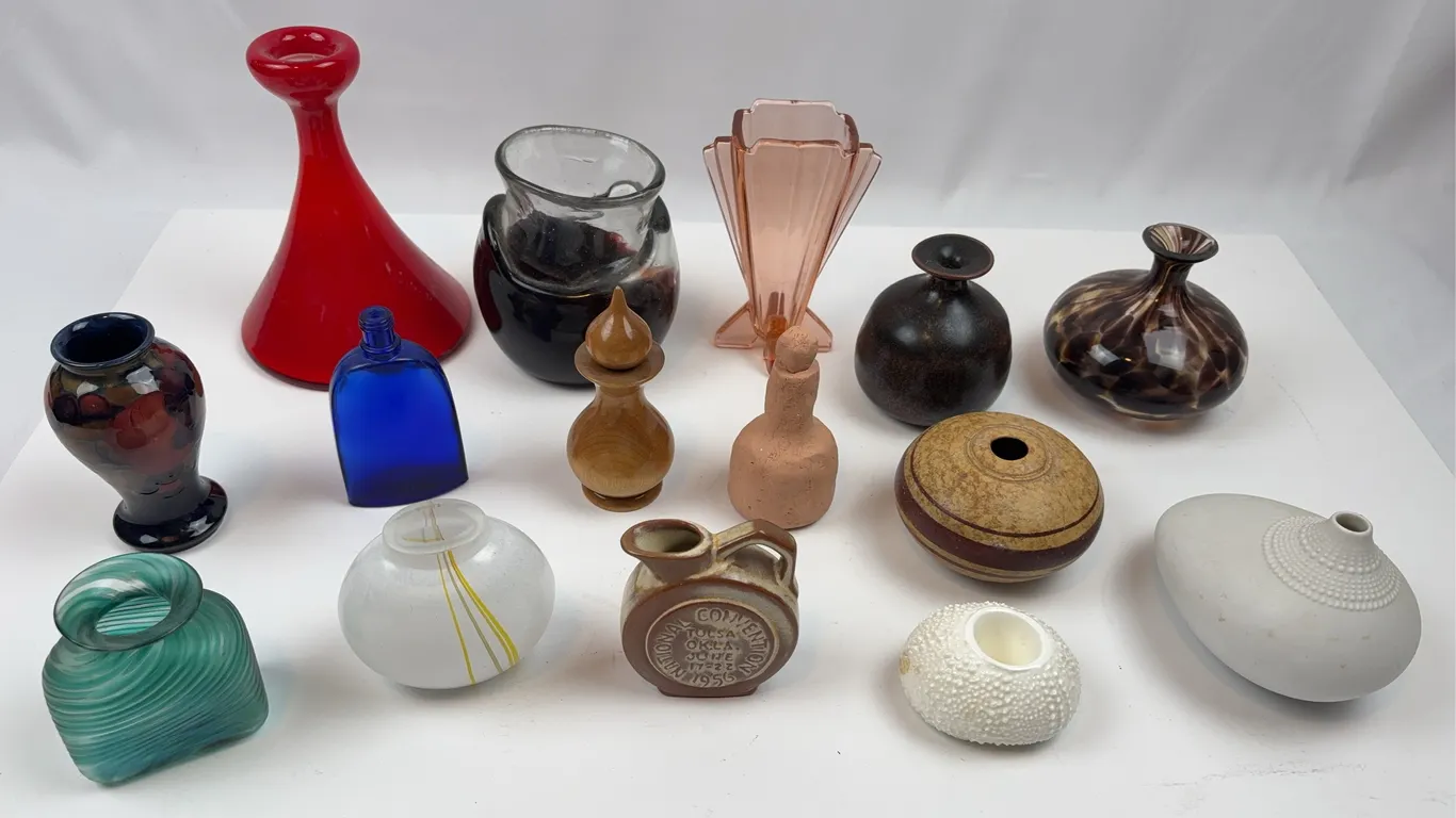 Vintage Decorative Vase Collection Art Glass Pottery Bud Vases Home Accent Lot