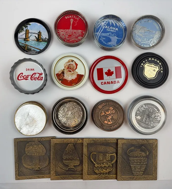Vintage Metal Coaster Lot