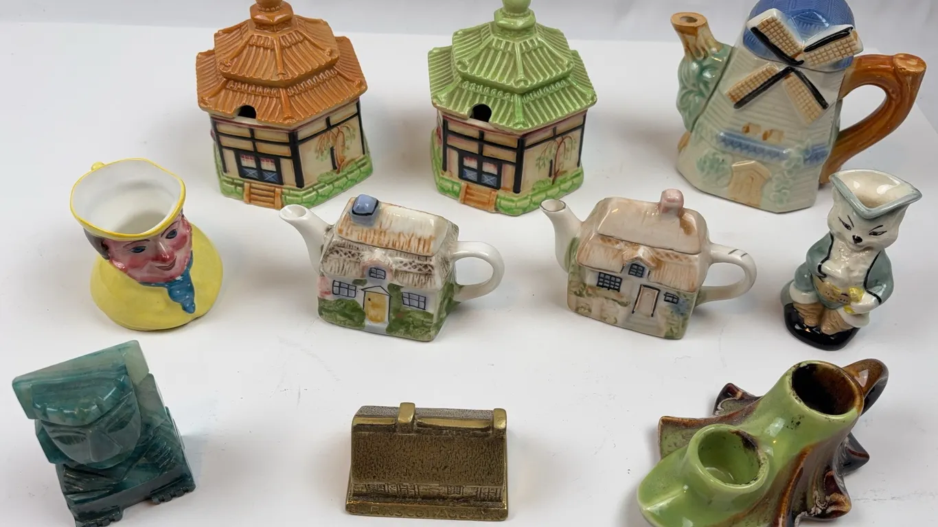 Mixed Vintage Cottageware Collection House Teapots Cookie Jars Windmill Pitcher