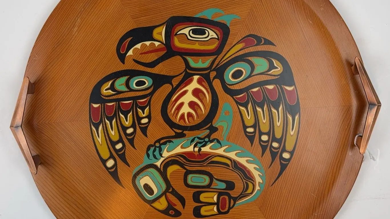 Vintage Red Cedar Carved Wall Hanging Thunderbird Native Northwest Coast Style