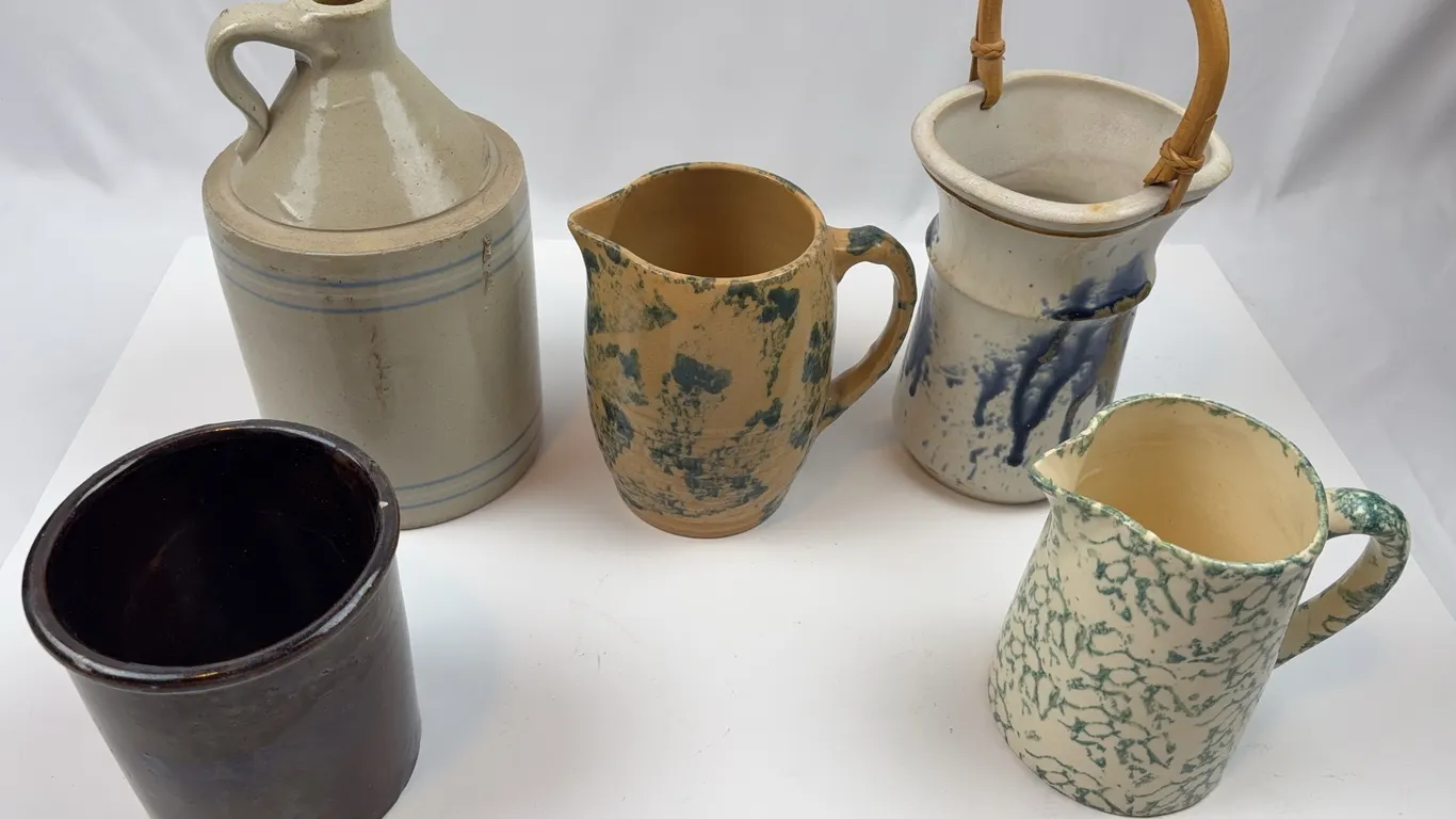 Rustic Stoneware Collection Crock Jug Handled Bucket and Pottery Pitchers