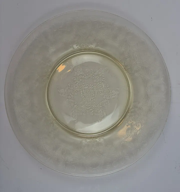 Vintage Floral Etched Glass Plate
