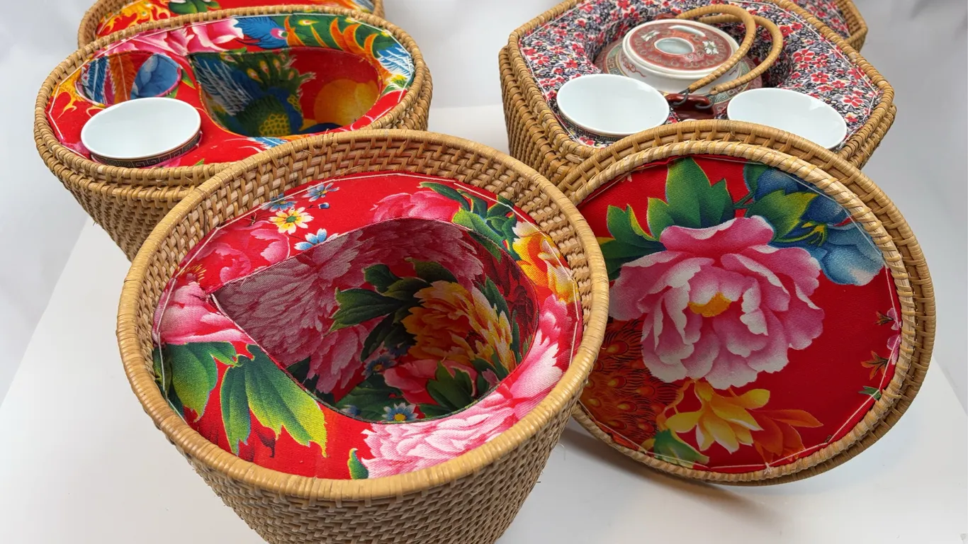 Decorative Tea Set Basket Lot