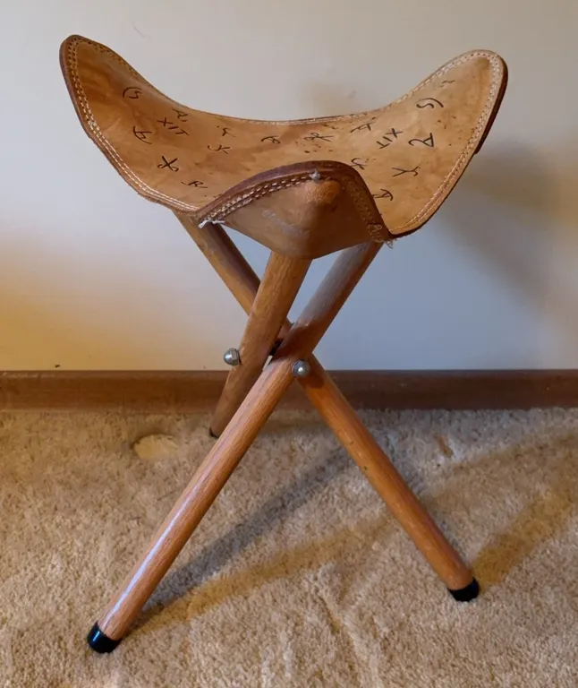 Rustic Leather Camp Stool