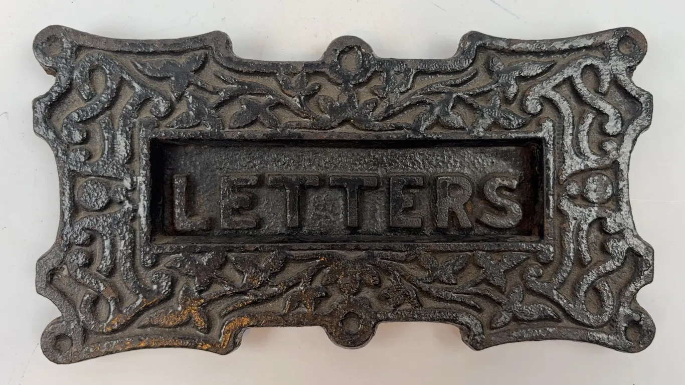 Cast Iron "LETTERS" Mail Slot / Letterbox Plate