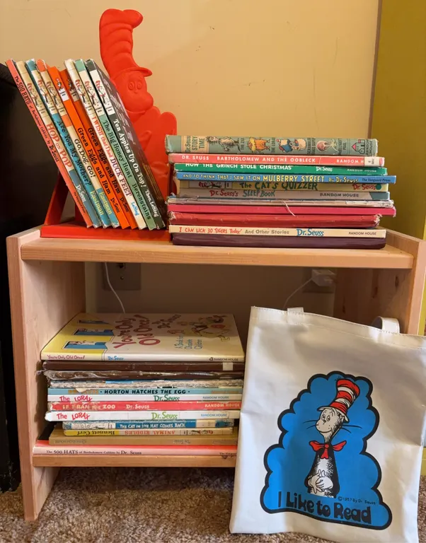 Vintage Dr. Seuss Book Collection w/ Plastic Book Stand and Book Bag