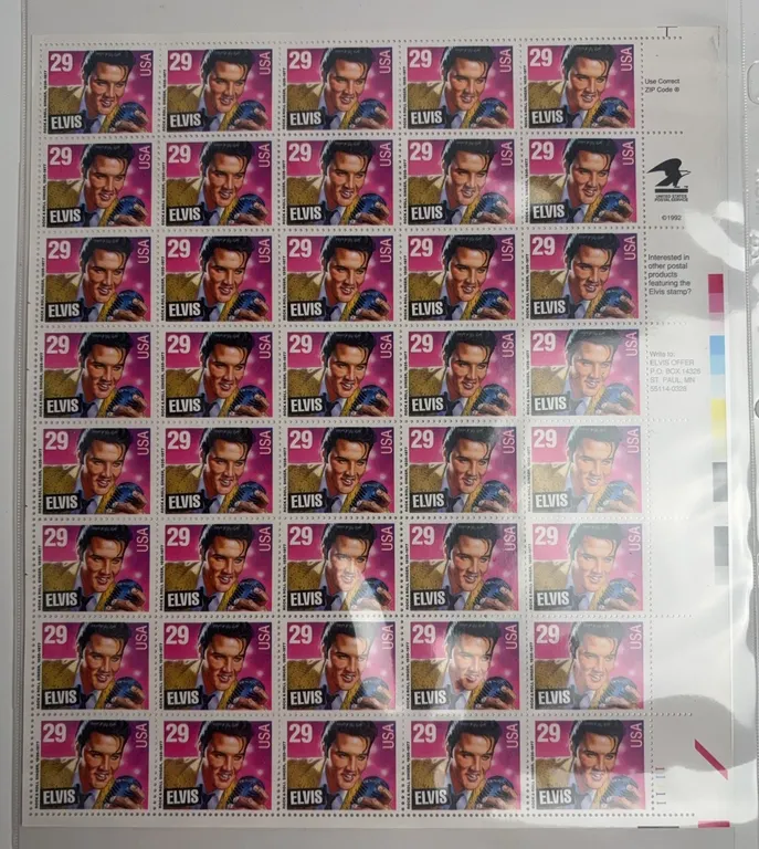 1993 Elvis Presley USPS Stamp Sheet Collectible Full Pane