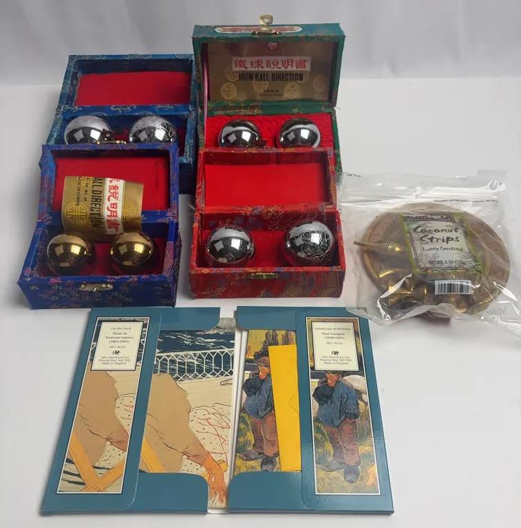Vintage Lot of Collectible Baoding Balls & Art Bookmarks