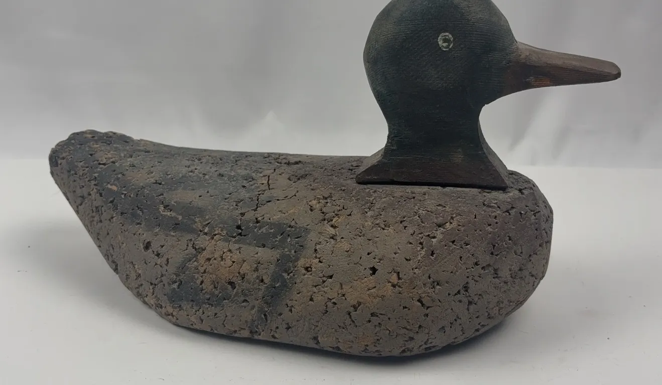 Vintage Hand Carved Cork Duck Decoy Primitive Folk Art