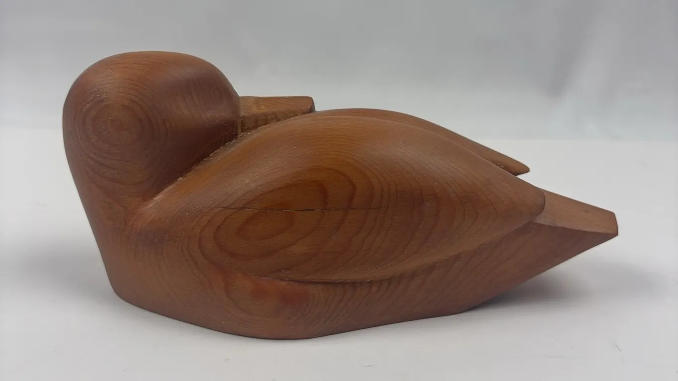 Handcrafted Wood Duck Decoy Wildlife Sculpture Vintage