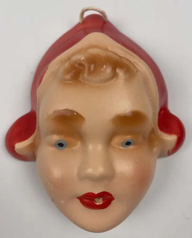 Vintage Chalkware Lady Face Wall Mask Hanging Decor