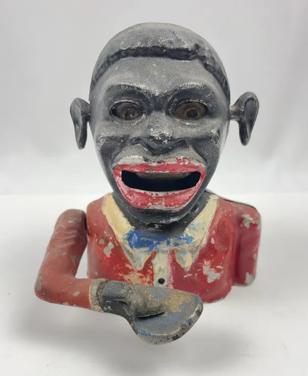Vintage Cast Iron Bank Painted Character Figure