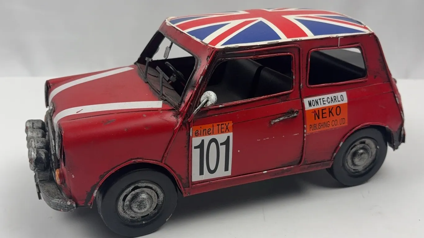 Mini Cooper Metal Model Car Union Jack Roof Collectible Decor