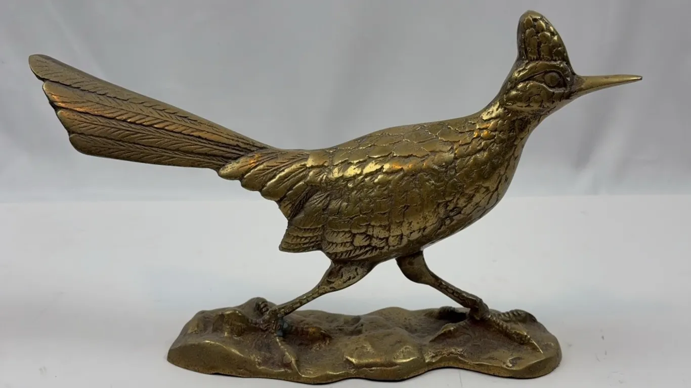 Vintage Brass Roadrunner Bird Figurine Statue