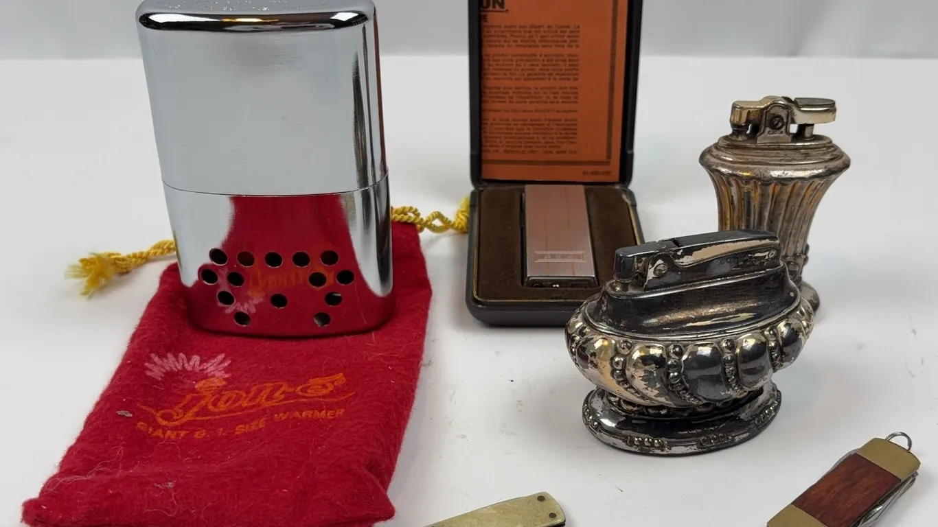 Vintage Lighters, Hand Warmer & Pocket Knife Lot