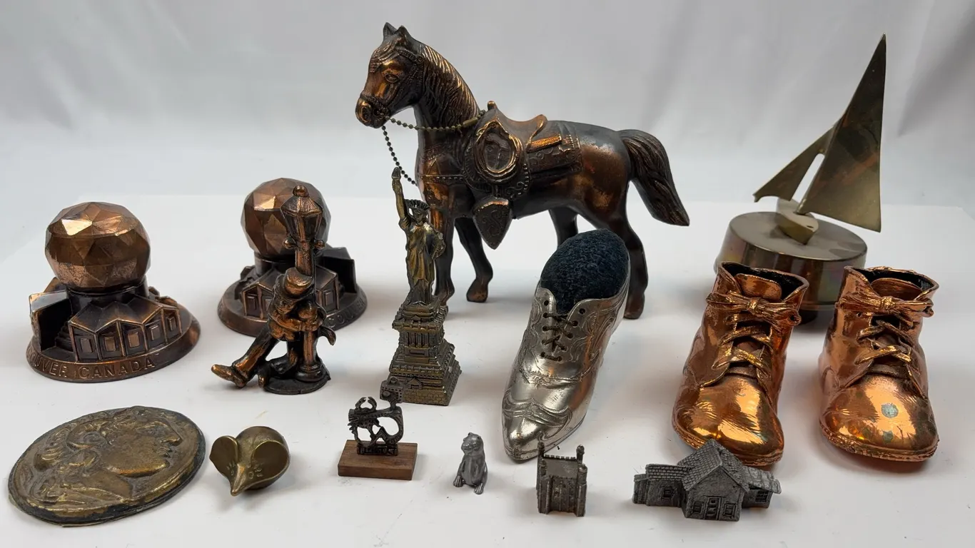 Vintage Metal Figurines & Souvenirs Lot