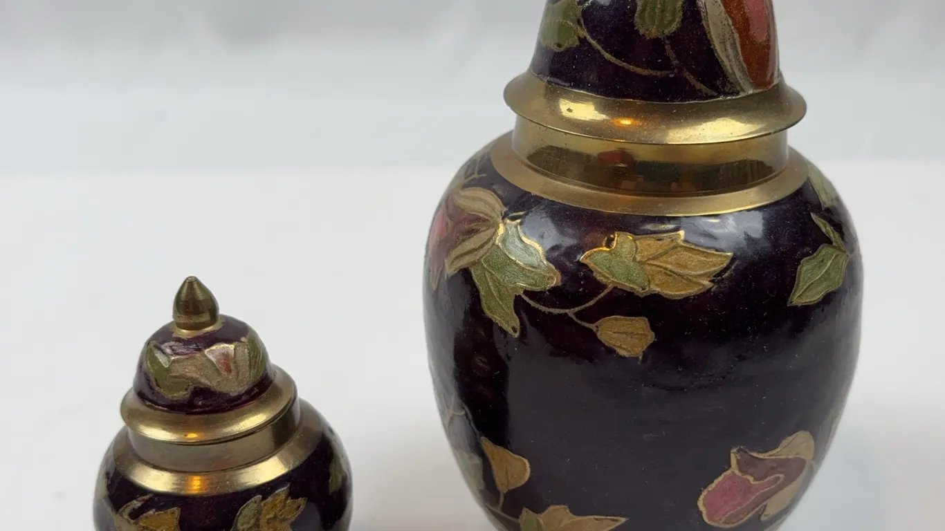 Vintage Cloisonné Decorative Metal Jars Lot