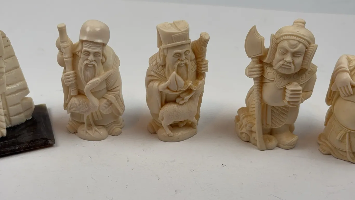 Asian Style Carved Figurine Collection Lot (5 Pieces)