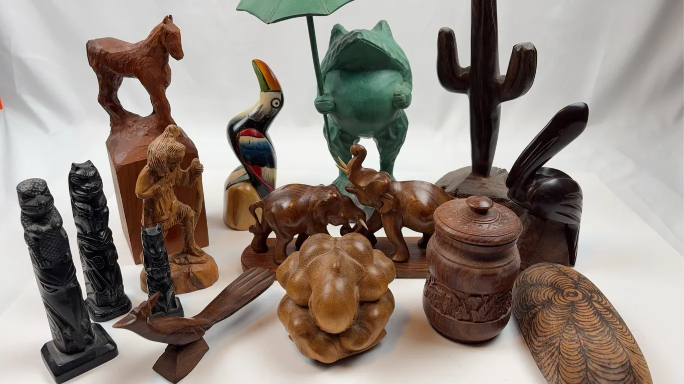Mixed Lot of Carved Wooden Figurines & Sculptures