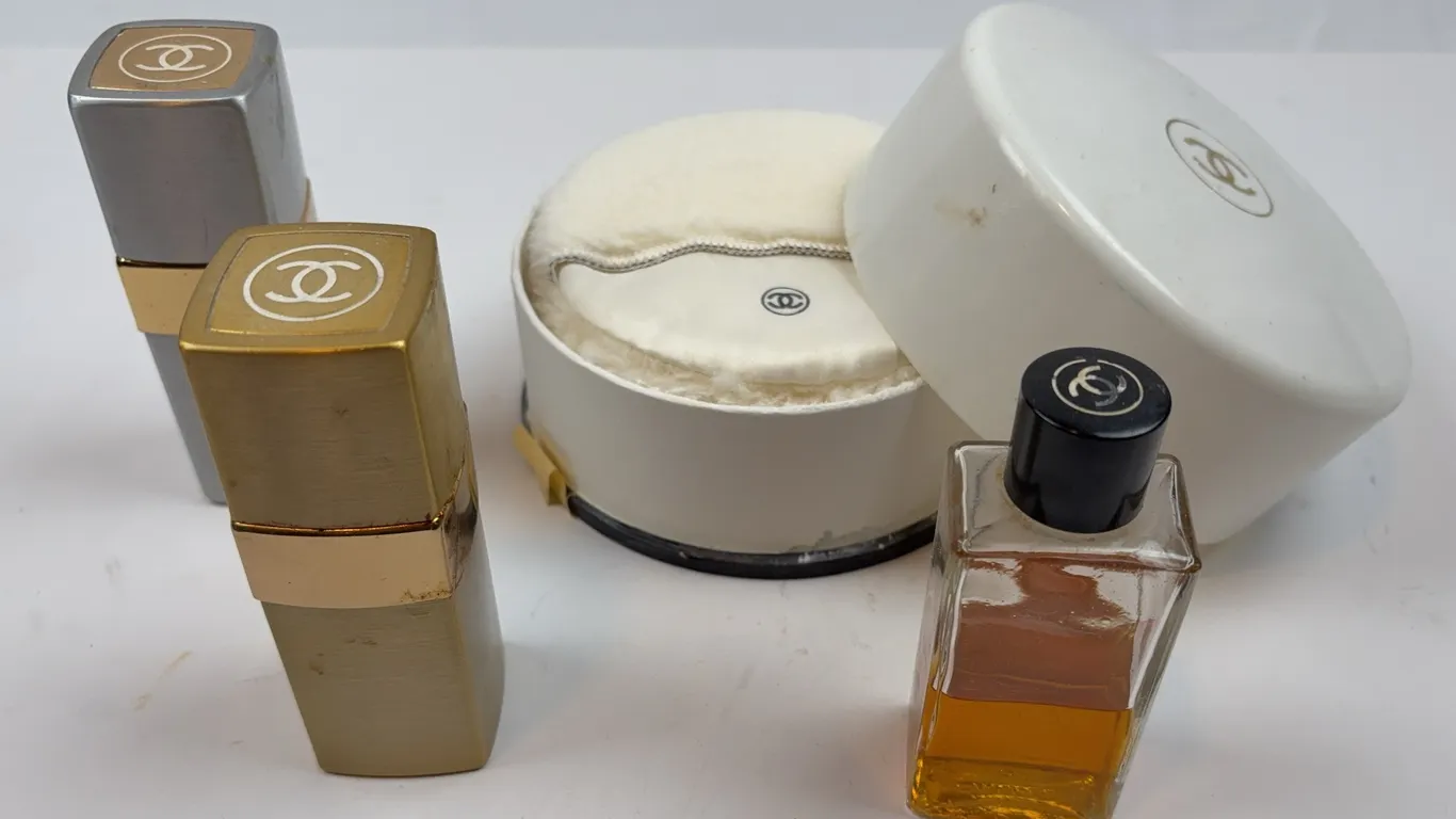 Chanel Perfume Bottles & Powder Puff Vanity Lot