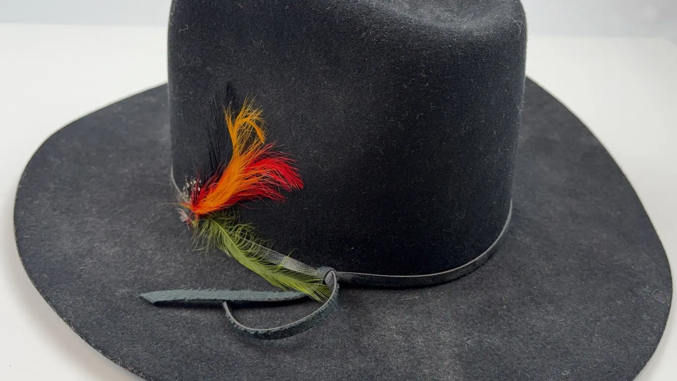 Smithbilt Black Felt Cowboy Hat with Feather Accent