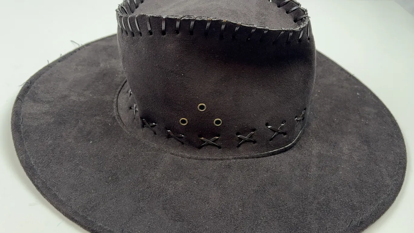 Suede Leather Cowboy Hat - Brown Western Style
