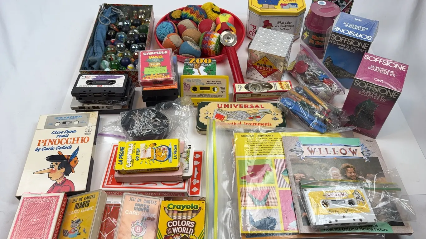 Large Mixed Lot of Vintage Toys, Games, Marbles & Children's Collectibles