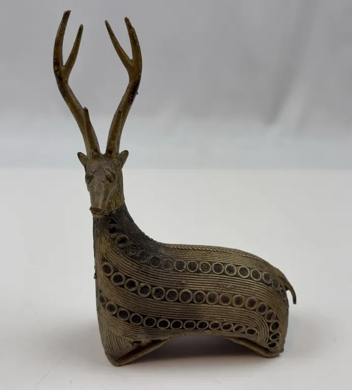 Vintage Filigree Metal Stag Deer Figurine Folk Art Figurine