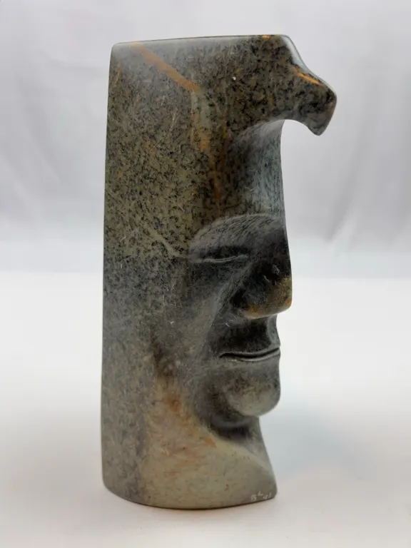 Abstract Inuit Soapstone Face Sculpture
