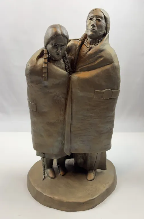 Vintage Popielarz Bronze Finish Family Figure Sculpture Dated 1979