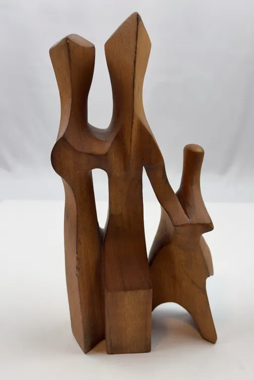 Vintage Abstract Figurative Wood Sculpture