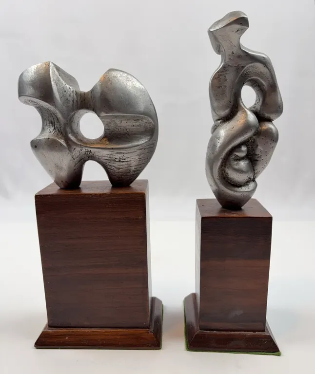 Pair of Abstract Modernist Metal Sculptures