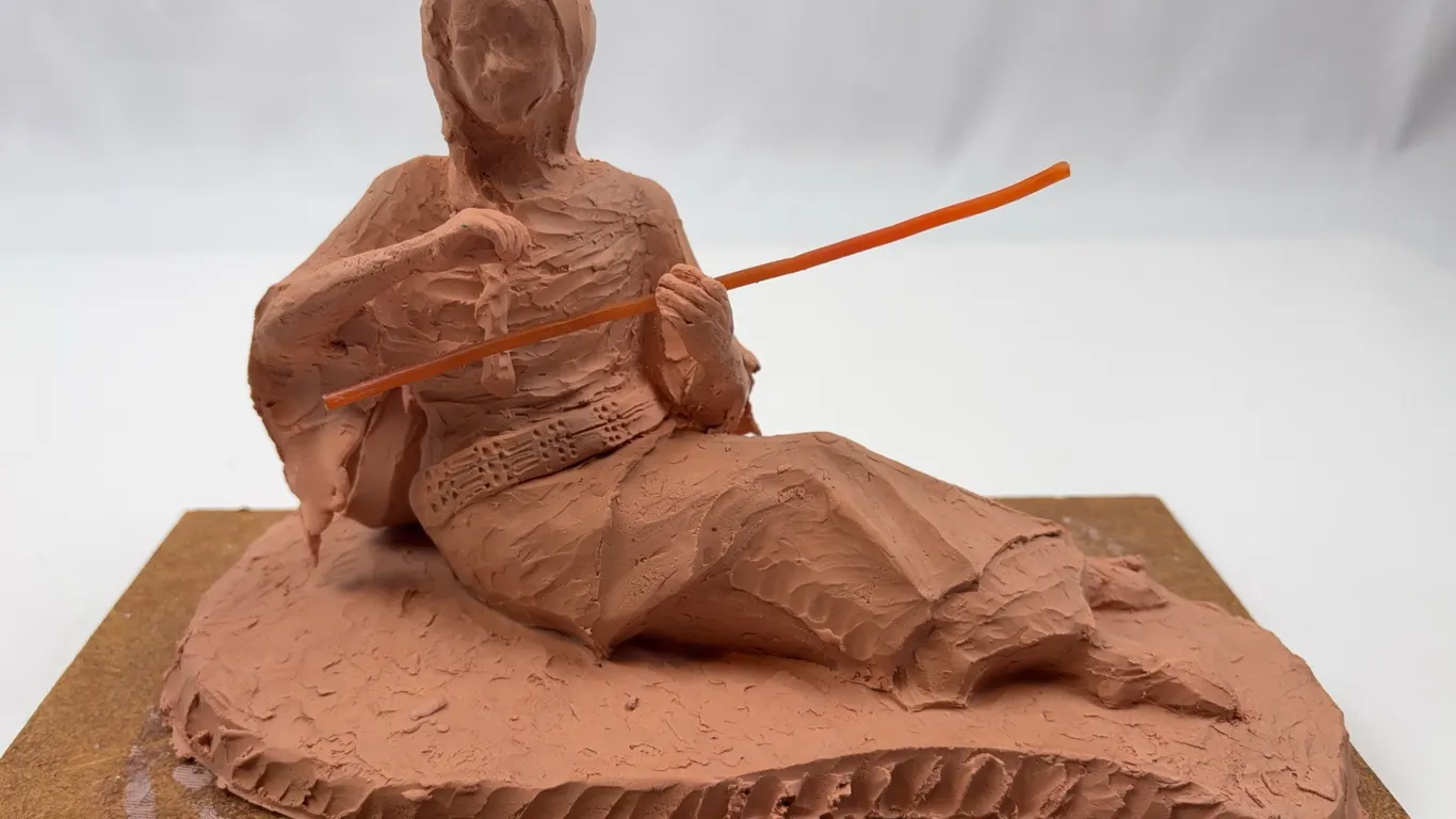 Expressive Figurative Plasticine Art Sculpture on Display Board