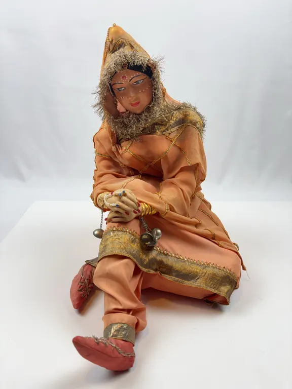 Vintage Handmade Cultural Costume Doll with Decorative Veil