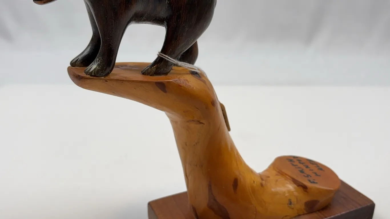 Canadian Folk Art Black Bear Carving Signed F. Smith