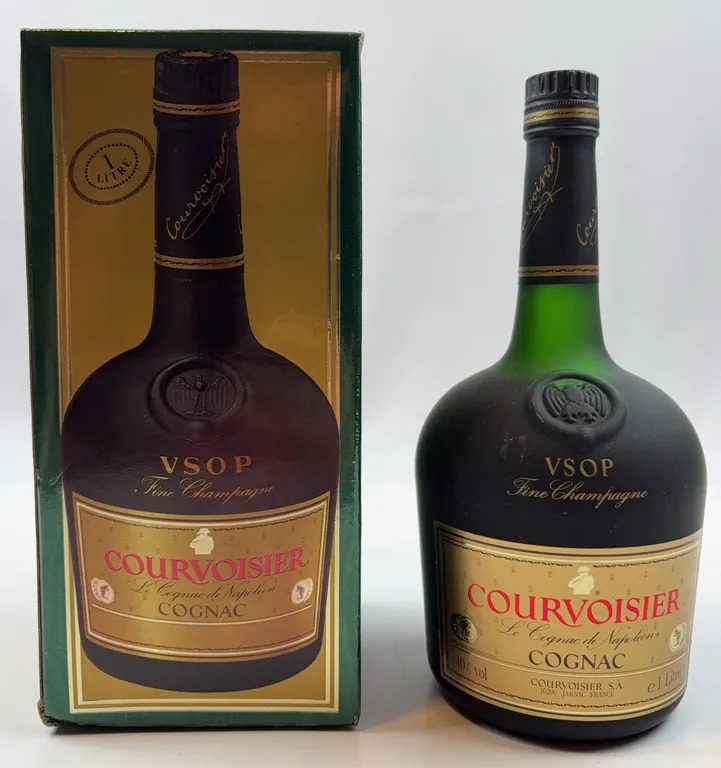 Vintage Courvoisier VSOP Cognac 1L Glass Bottle & Presentation Box