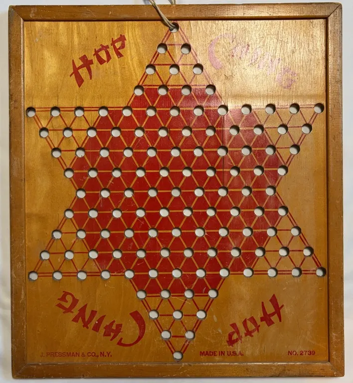 Vintage J. Pressman & Co. “Hop Ching Checkers” Wooden Game Board No. 2739