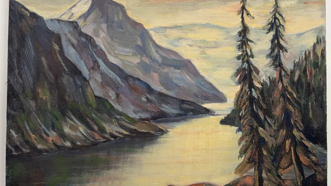 Bert Thorpe 'Lake Agnes' Mountain Landscape Oil Painting