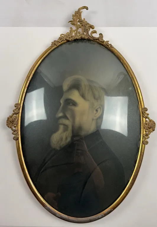 Antique Oval Framed Portrait Print of Bearded Gentleman