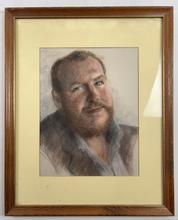Original Pastel Portrait Study of Bearded Gentleman, Framed
