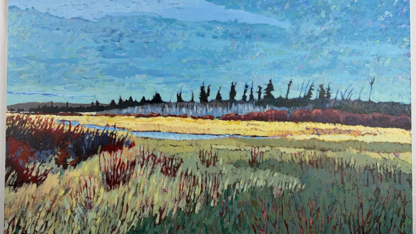 M. Miller "Boreal Blues" Original Landscape Painting, 1971