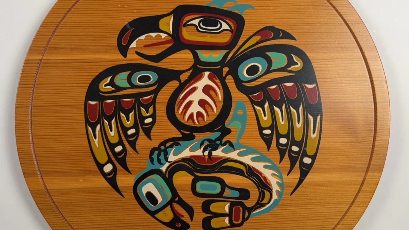 Canadian First Nations Thunderbird and Whale Story Cedar Wall Plaque