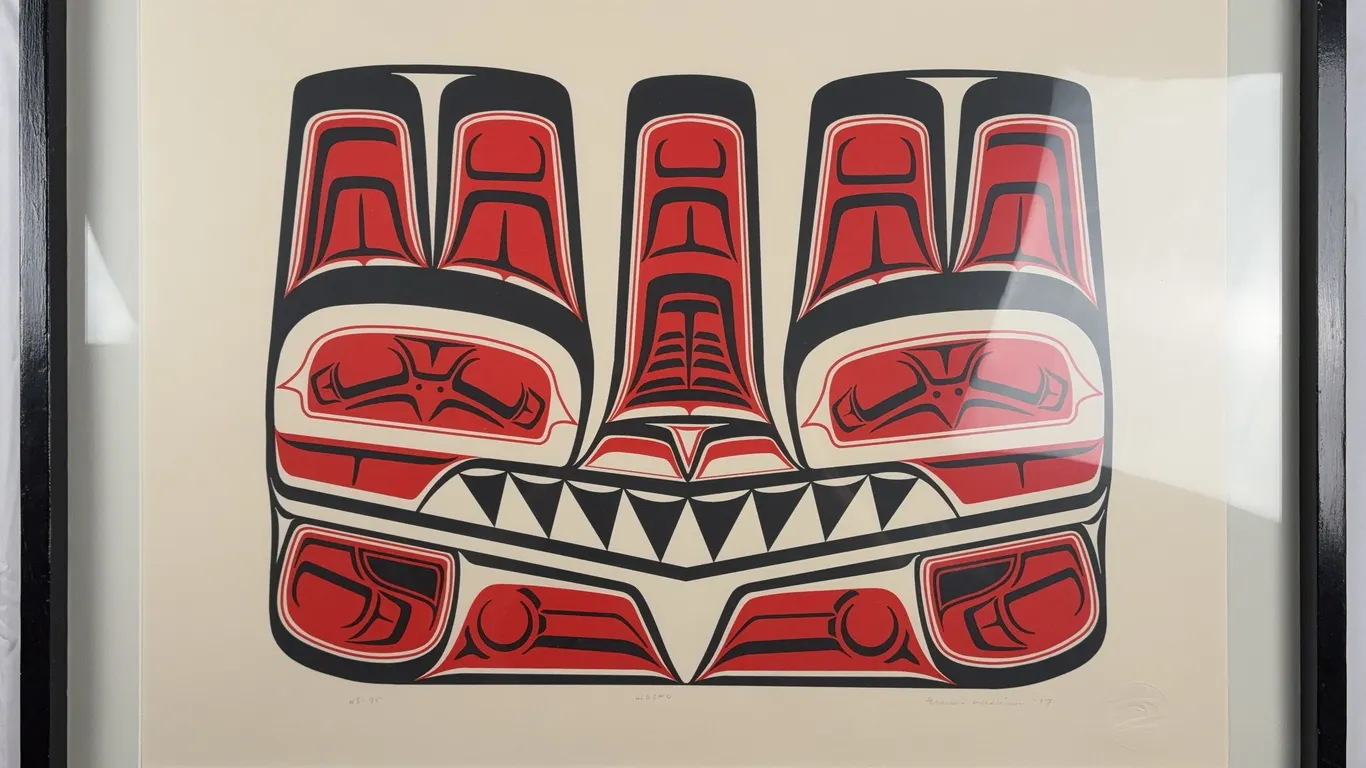 Francis Williams "Wosko" Northwest Coast Indigenous Art Serigraph, Edition 48/75, Framed