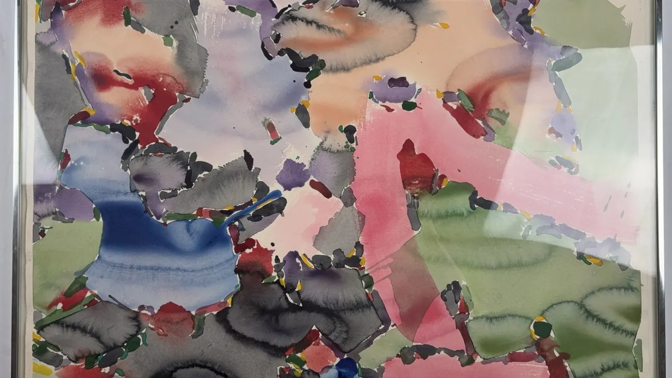Edward Epp Abstract Watercolour Composition, Signed & Dated 1980, Framed