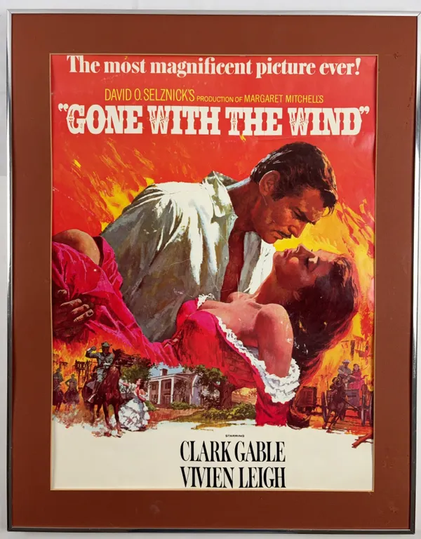 Framed “Gone With the Wind” Vintage Movie Poster Print Featuring Clark Gable & Vivien Leigh