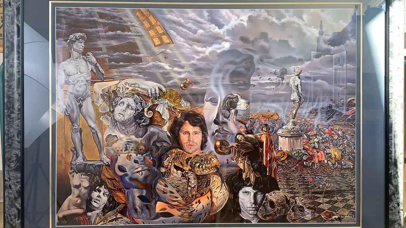 Jim Morrison Surreal Fantasy Art Print by Dan Schilling - Professionally Framed Matted Display